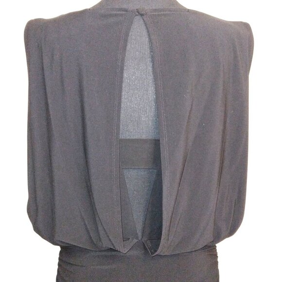 ELEGANT BLACK SLEEVELESS FORMAL GOWN FLOOR LENGTH EVENING PARTY DRESS - Picture 4 of 8